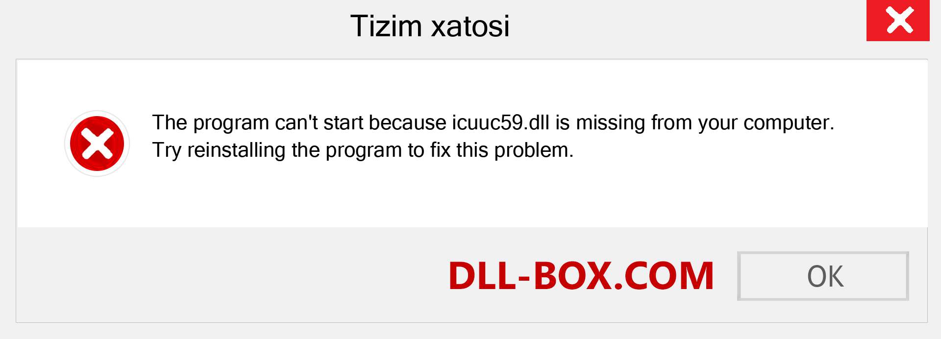 icuuc59.dll fayli yo'qolganmi?. Windows 7, 8, 10 uchun yuklab olish - Windowsda icuuc59 dll etishmayotgan xatoni tuzating, rasmlar, rasmlar